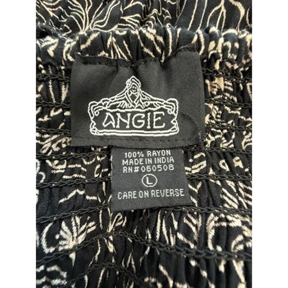 "ANGIE" Maxi Sundress SZ L Babydoll Summer Boho Layered Hippie Criss Cross Rayon - Picture 8 of 9